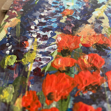 Load image into Gallery viewer, close up photo to show the texture of the red poppies and the lupins