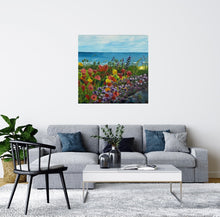 Load image into Gallery viewer, room image of the seaside floral painting New BEGINNINGS