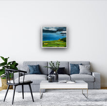 Load image into Gallery viewer, Sitting Room setting with a grey sofa.  Grey framed Painting on wall above.  