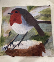 Load image into Gallery viewer, Soft touch cushion with red Robin image from original painting