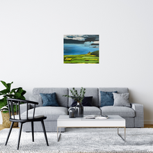 Load image into Gallery viewer, Room setting image iwth the Mussenden Temple over a grey sofa to show the colour pop.  art for sale
