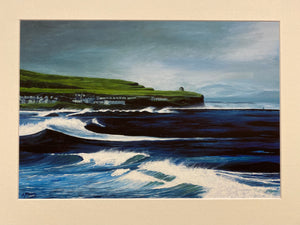 fine art print of the stormy seas at Mussenden Temple in N Ireland...  mounted in a wnite mount ready for framing