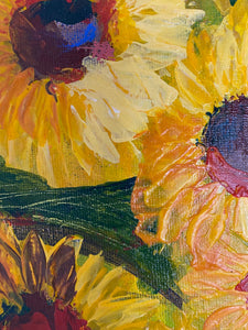Close up detail photo of the Sunflower painting